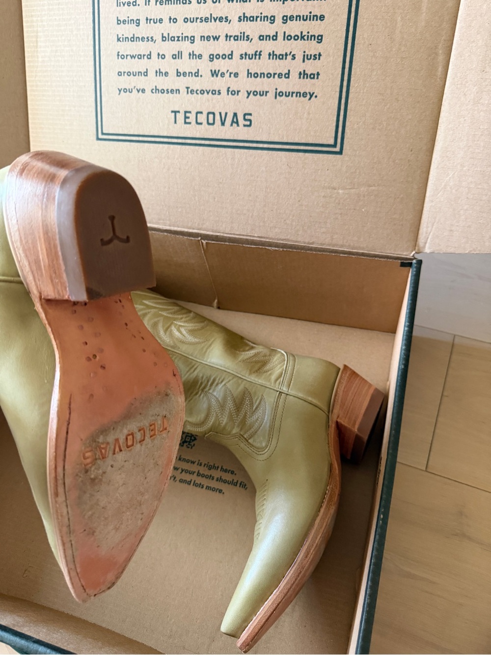 Tecovas The Annie COLOR:LIGHT SAGE MATERIAL:COWHIDE Women's Cowboy Boots. - Picture 7 of 7